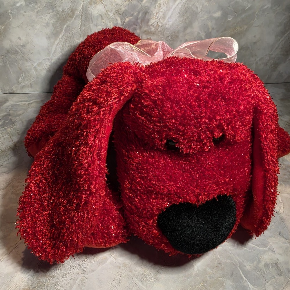 Commonwealth Red Dog Puppy Plush Stuffed Animal Toy Laying 2000 Vintage